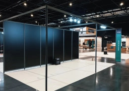 stand modulaire, cloison mélaminé noir, stand packagé pour salon pro