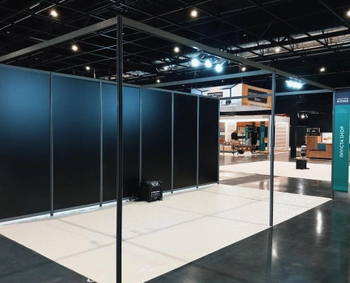 stand modulaire, cloison mélaminé noir, stand packagé pour salon pro